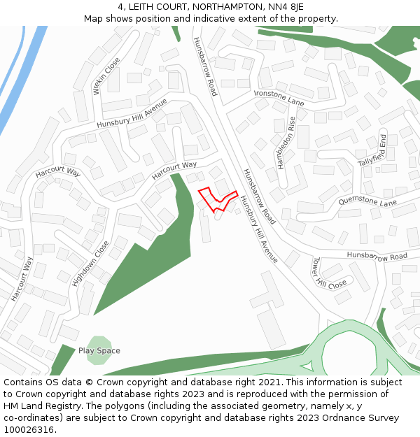 4, LEITH COURT, NORTHAMPTON, NN4 8JE: Location map and indicative extent of plot