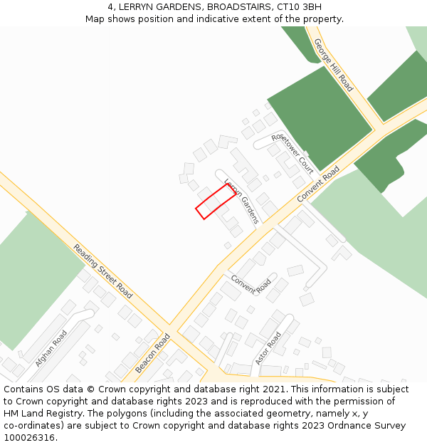 4, LERRYN GARDENS, BROADSTAIRS, CT10 3BH: Location map and indicative extent of plot