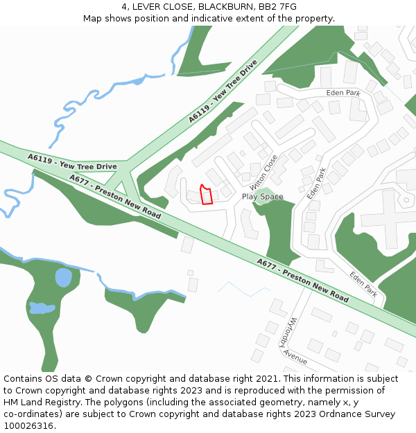 4, LEVER CLOSE, BLACKBURN, BB2 7FG: Location map and indicative extent of plot