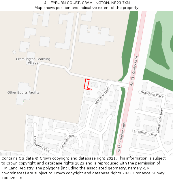 4, LEYBURN COURT, CRAMLINGTON, NE23 7XN: Location map and indicative extent of plot