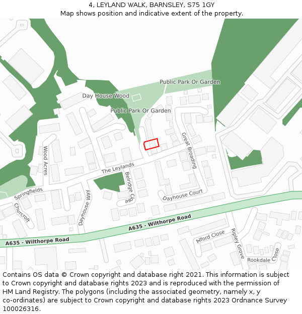 4, LEYLAND WALK, BARNSLEY, S75 1GY: Location map and indicative extent of plot