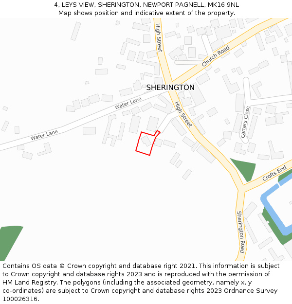 4, LEYS VIEW, SHERINGTON, NEWPORT PAGNELL, MK16 9NL: Location map and indicative extent of plot