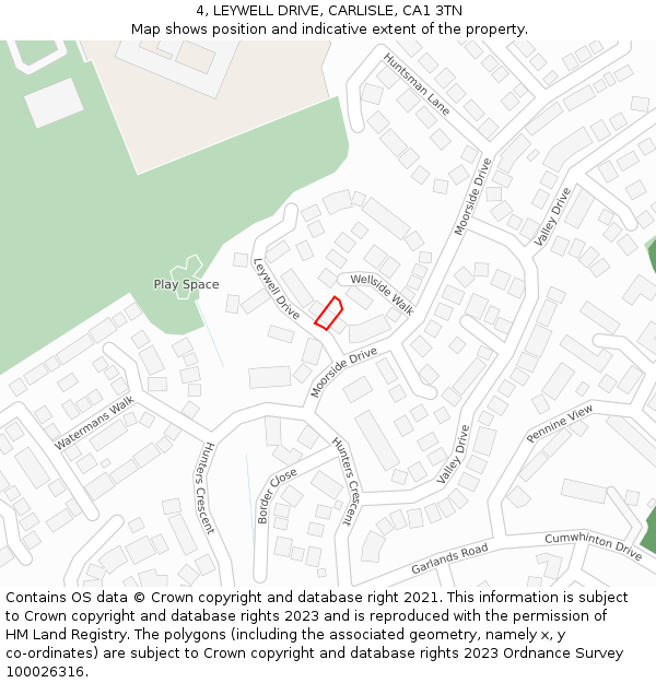 4, LEYWELL DRIVE, CARLISLE, CA1 3TN: Location map and indicative extent of plot