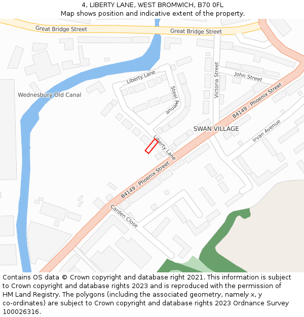 4, LIBERTY LANE, WEST BROMWICH, B70 0FL: Location map and indicative extent of plot