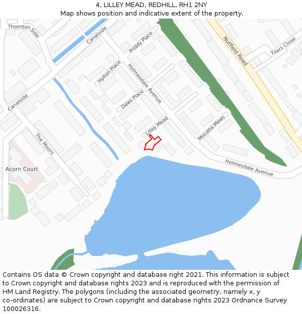 4, LILLEY MEAD, REDHILL, RH1 2NY: Location map and indicative extent of plot