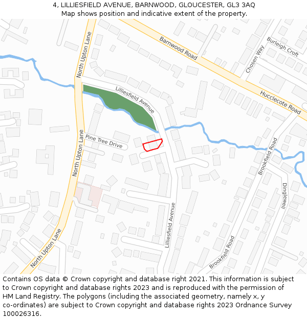 4, LILLIESFIELD AVENUE, BARNWOOD, GLOUCESTER, GL3 3AQ: Location map and indicative extent of plot