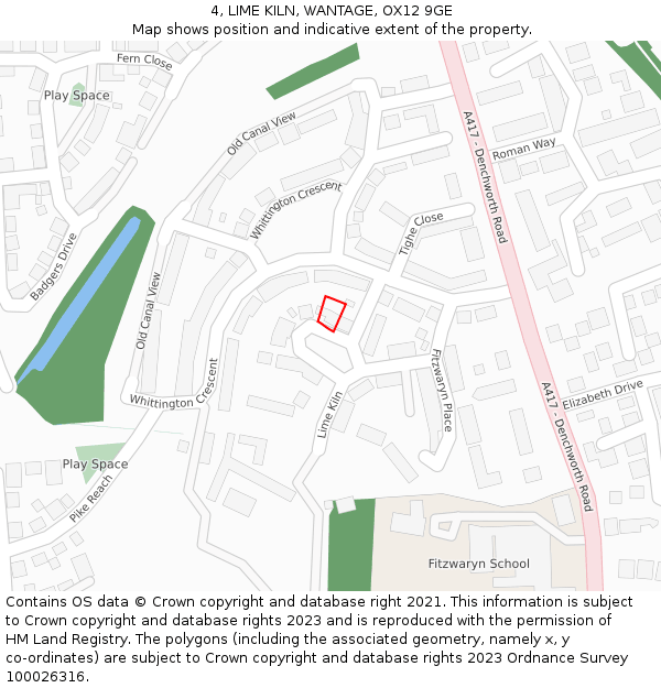 4, LIME KILN, WANTAGE, OX12 9GE: Location map and indicative extent of plot