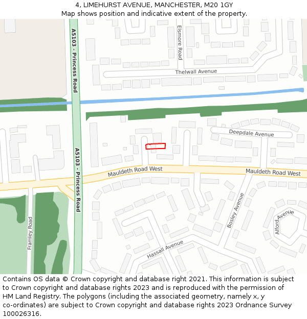 4, LIMEHURST AVENUE, MANCHESTER, M20 1GY: Location map and indicative extent of plot