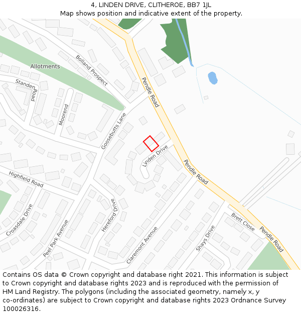 4, LINDEN DRIVE, CLITHEROE, BB7 1JL: Location map and indicative extent of plot
