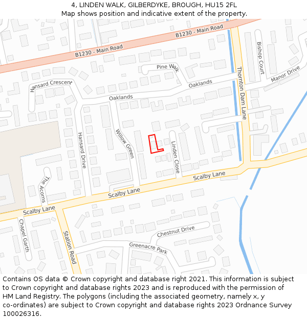 4, LINDEN WALK, GILBERDYKE, BROUGH, HU15 2FL: Location map and indicative extent of plot