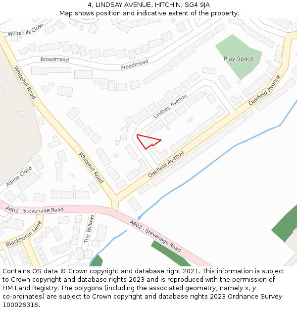 4, LINDSAY AVENUE, HITCHIN, SG4 9JA: Location map and indicative extent of plot