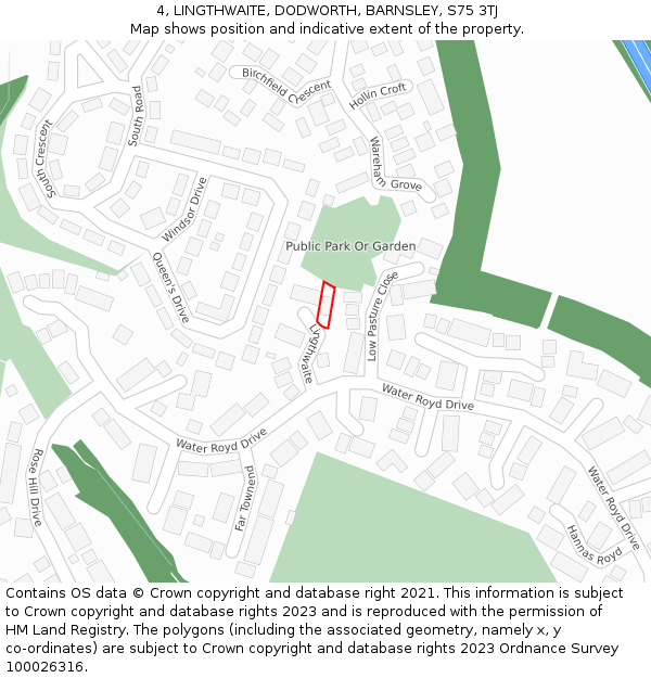 4, LINGTHWAITE, DODWORTH, BARNSLEY, S75 3TJ: Location map and indicative extent of plot