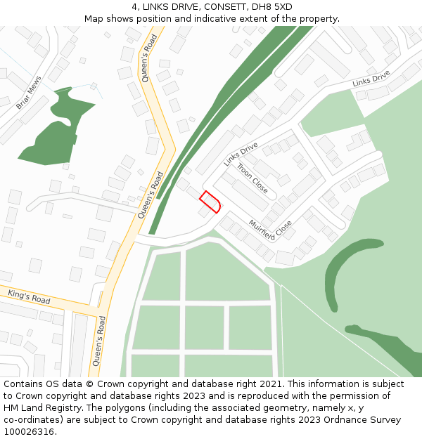 4, LINKS DRIVE, CONSETT, DH8 5XD: Location map and indicative extent of plot