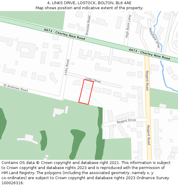 4, LINKS DRIVE, LOSTOCK, BOLTON, BL6 4AE: Location map and indicative extent of plot