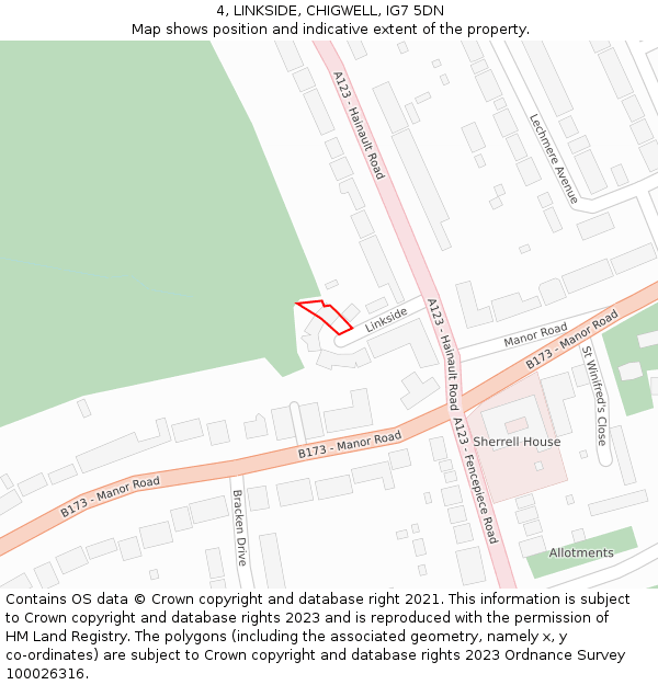 4, LINKSIDE, CHIGWELL, IG7 5DN: Location map and indicative extent of plot