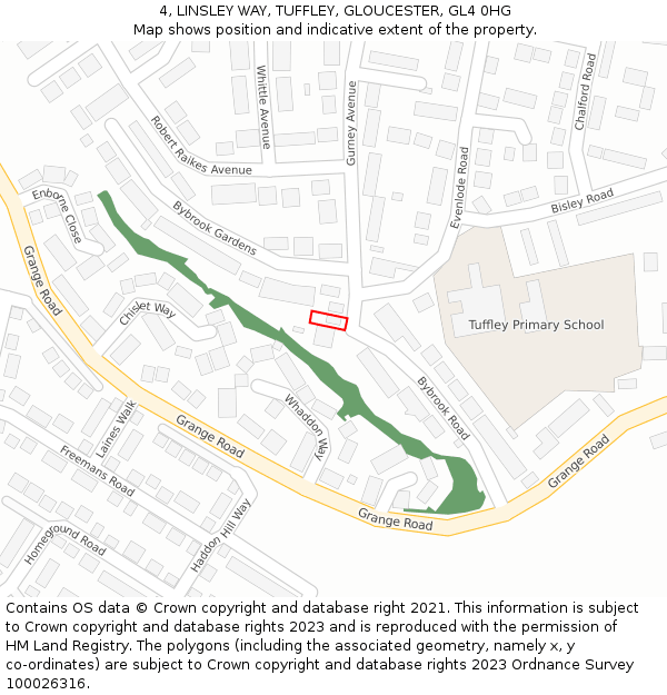 4, LINSLEY WAY, TUFFLEY, GLOUCESTER, GL4 0HG: Location map and indicative extent of plot