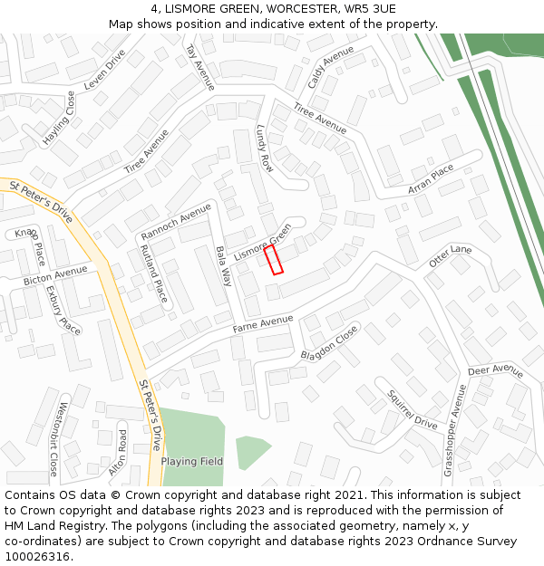 4, LISMORE GREEN, WORCESTER, WR5 3UE: Location map and indicative extent of plot