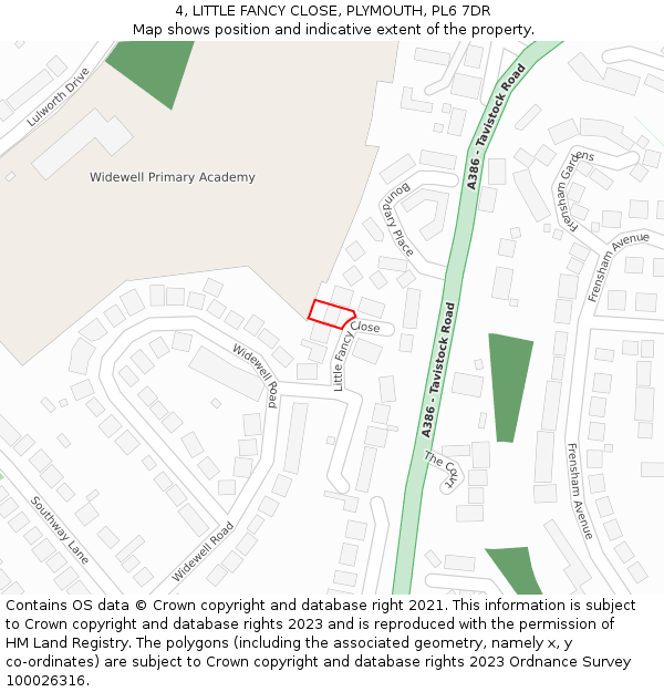 4, LITTLE FANCY CLOSE, PLYMOUTH, PL6 7DR: Location map and indicative extent of plot