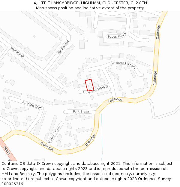 4, LITTLE LANCARRIDGE, HIGHNAM, GLOUCESTER, GL2 8EN: Location map and indicative extent of plot