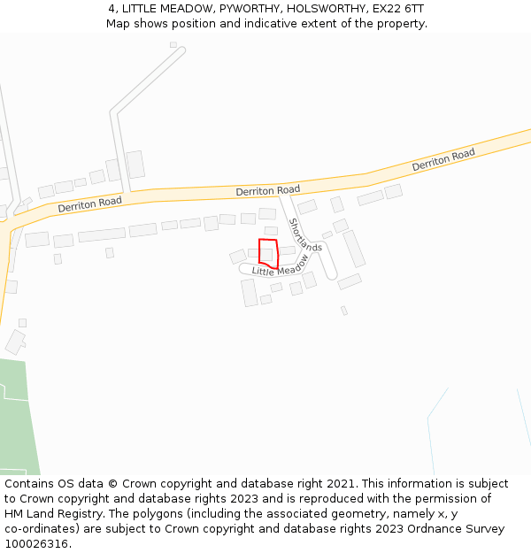 4, LITTLE MEADOW, PYWORTHY, HOLSWORTHY, EX22 6TT: Location map and indicative extent of plot