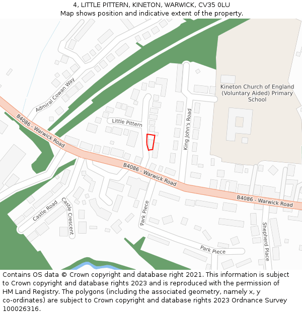 4, LITTLE PITTERN, KINETON, WARWICK, CV35 0LU: Location map and indicative extent of plot