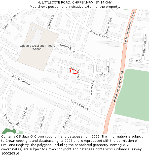 4, LITTLECOTE ROAD, CHIPPENHAM, SN14 0NY: Location map and indicative extent of plot