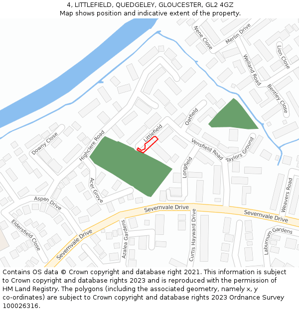 4, LITTLEFIELD, QUEDGELEY, GLOUCESTER, GL2 4GZ: Location map and indicative extent of plot