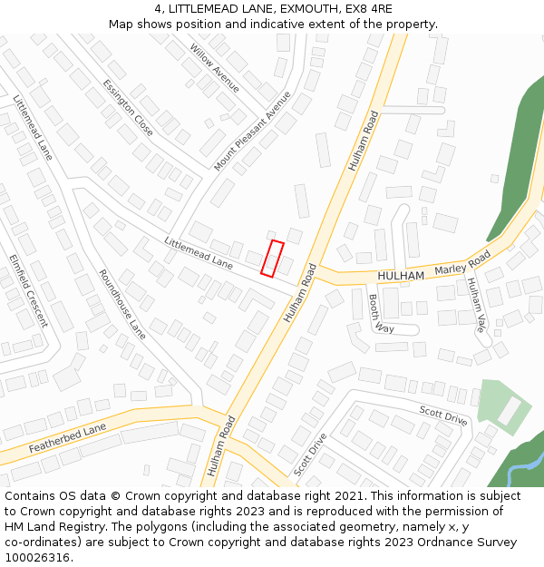 4, LITTLEMEAD LANE, EXMOUTH, EX8 4RE: Location map and indicative extent of plot
