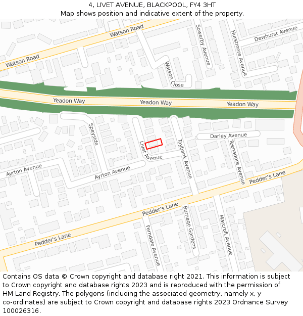 4, LIVET AVENUE, BLACKPOOL, FY4 3HT: Location map and indicative extent of plot