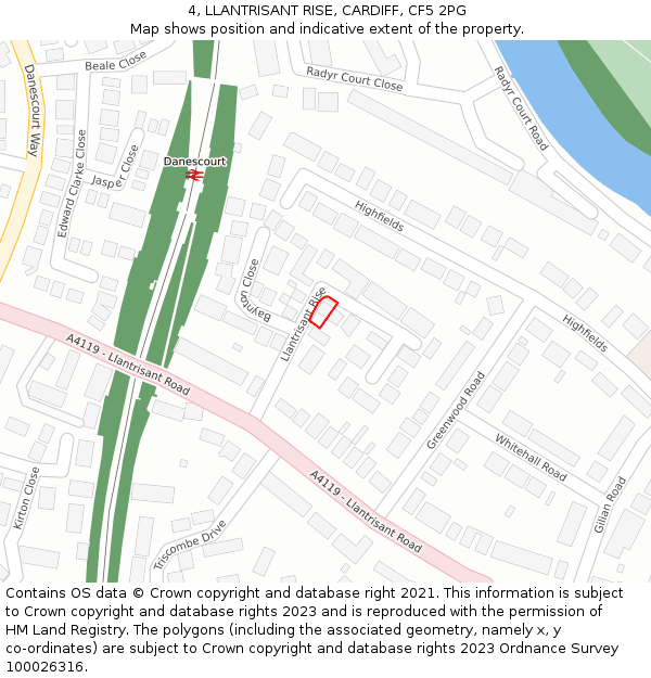 4, LLANTRISANT RISE, CARDIFF, CF5 2PG: Location map and indicative extent of plot