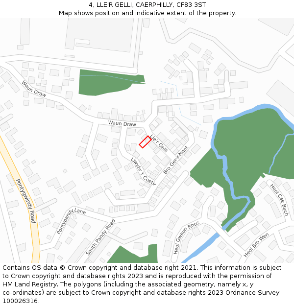 4, LLE'R GELLI, CAERPHILLY, CF83 3ST: Location map and indicative extent of plot