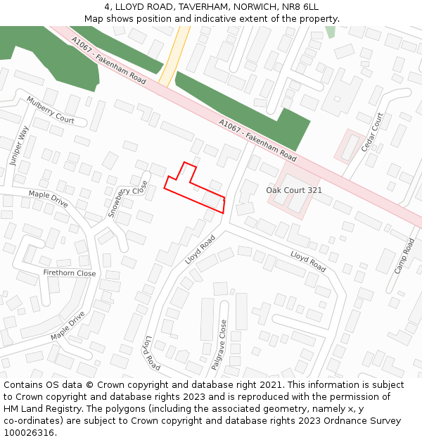 4, LLOYD ROAD, TAVERHAM, NORWICH, NR8 6LL: Location map and indicative extent of plot