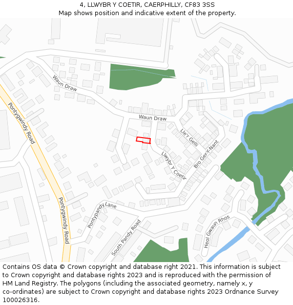 4, LLWYBR Y COETIR, CAERPHILLY, CF83 3SS: Location map and indicative extent of plot