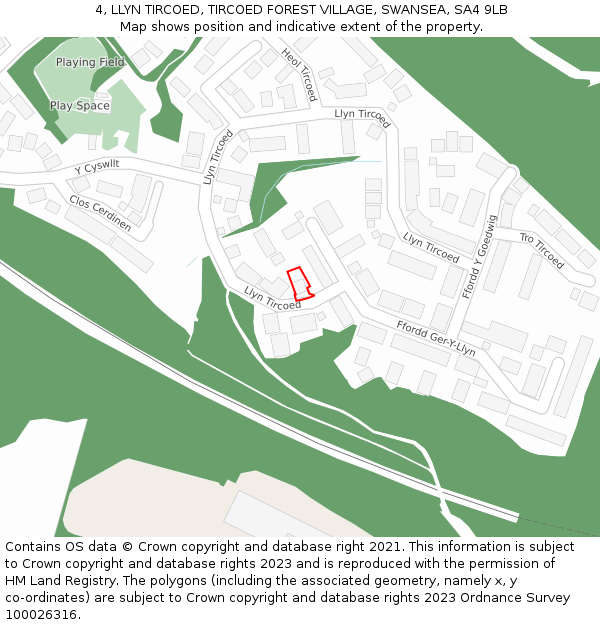 4, LLYN TIRCOED, TIRCOED FOREST VILLAGE, SWANSEA, SA4 9LB: Location map and indicative extent of plot