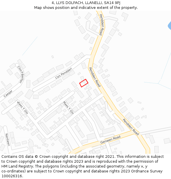 4, LLYS DOLFACH, LLANELLI, SA14 9PJ: Location map and indicative extent of plot