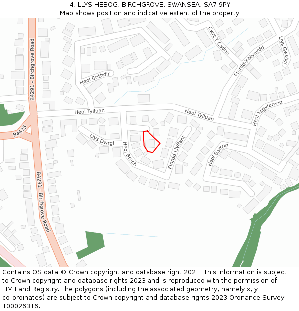 4, LLYS HEBOG, BIRCHGROVE, SWANSEA, SA7 9PY: Location map and indicative extent of plot