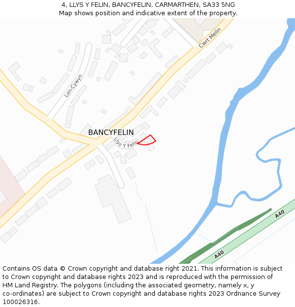 4, LLYS Y FELIN, BANCYFELIN, CARMARTHEN, SA33 5NG: Location map and indicative extent of plot