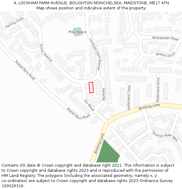 4, LOCKHAM FARM AVENUE, BOUGHTON MONCHELSEA, MAIDSTONE, ME17 4TN: Location map and indicative extent of plot