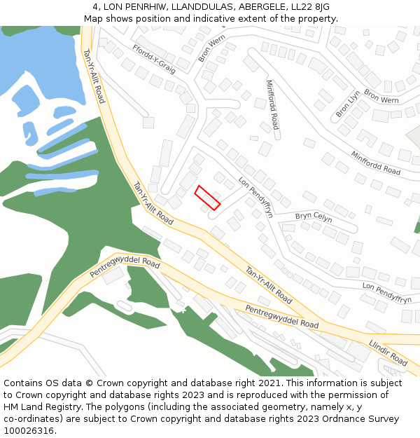4, LON PENRHIW, LLANDDULAS, ABERGELE, LL22 8JG: Location map and indicative extent of plot