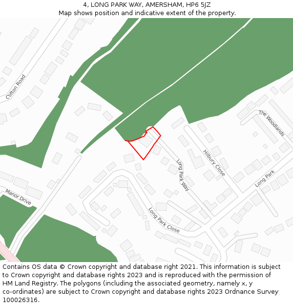 4, LONG PARK WAY, AMERSHAM, HP6 5JZ: Location map and indicative extent of plot