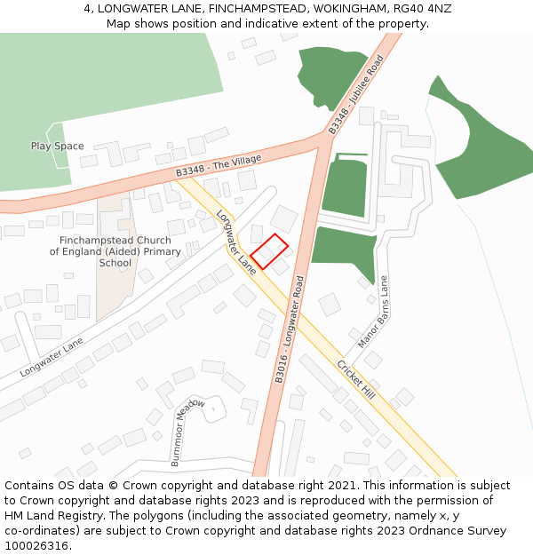 4, LONGWATER LANE, FINCHAMPSTEAD, WOKINGHAM, RG40 4NZ: Location map and indicative extent of plot