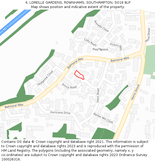 4, LOREILLE GARDENS, ROWNHAMS, SOUTHAMPTON, SO16 8LP: Location map and indicative extent of plot
