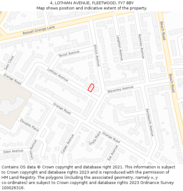 4, LOTHIAN AVENUE, FLEETWOOD, FY7 8BY: Location map and indicative extent of plot