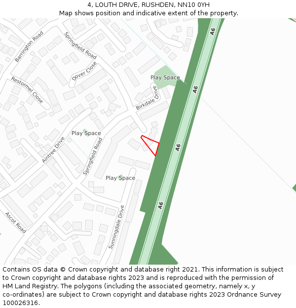 4, LOUTH DRIVE, RUSHDEN, NN10 0YH: Location map and indicative extent of plot
