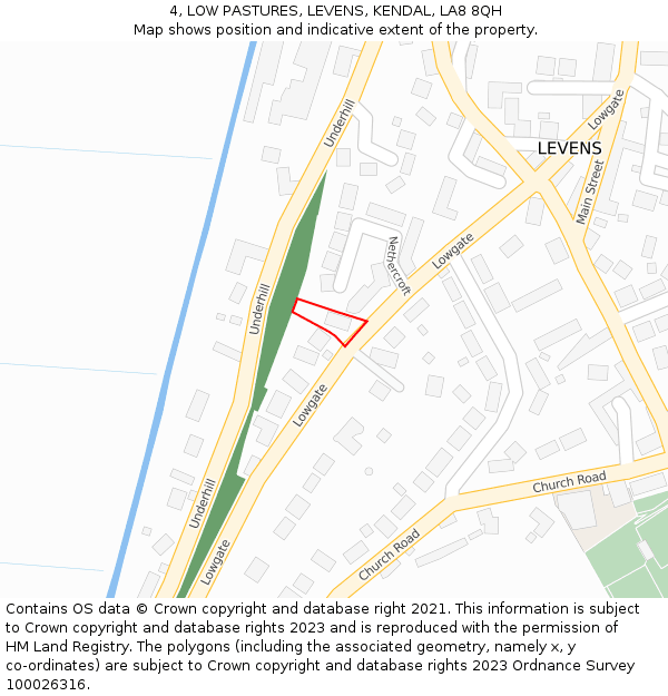 4, LOW PASTURES, LEVENS, KENDAL, LA8 8QH: Location map and indicative extent of plot