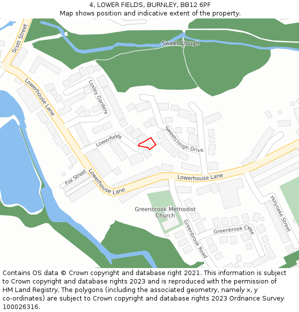 4, LOWER FIELDS, BURNLEY, BB12 6PF: Location map and indicative extent of plot