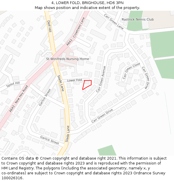 4, LOWER FOLD, BRIGHOUSE, HD6 3PN: Location map and indicative extent of plot