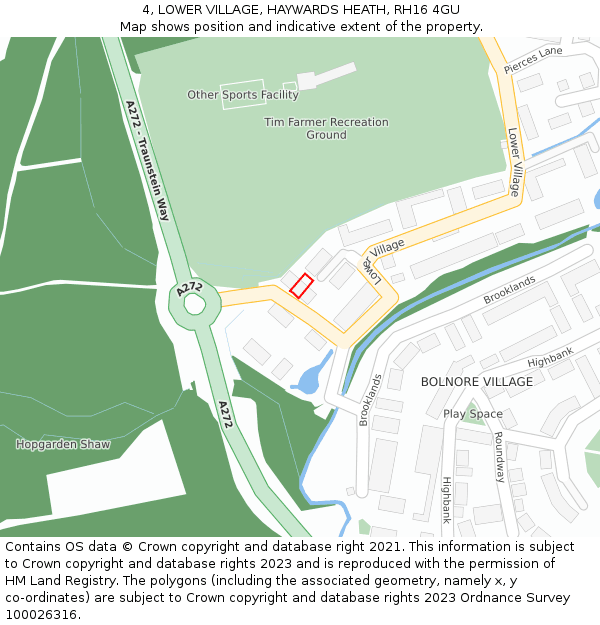 4, LOWER VILLAGE, HAYWARDS HEATH, RH16 4GU: Location map and indicative extent of plot