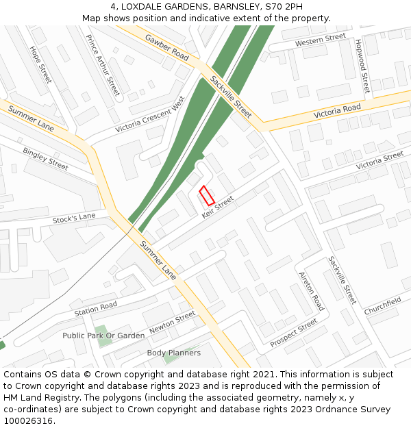 4, LOXDALE GARDENS, BARNSLEY, S70 2PH: Location map and indicative extent of plot