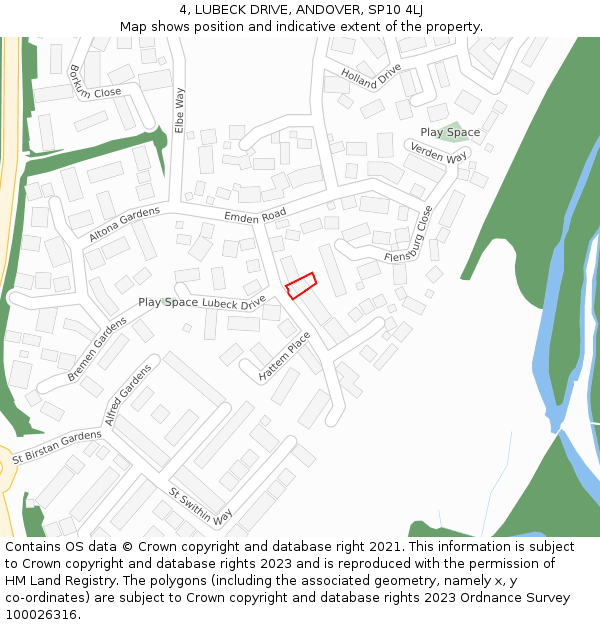 4, LUBECK DRIVE, ANDOVER, SP10 4LJ: Location map and indicative extent of plot